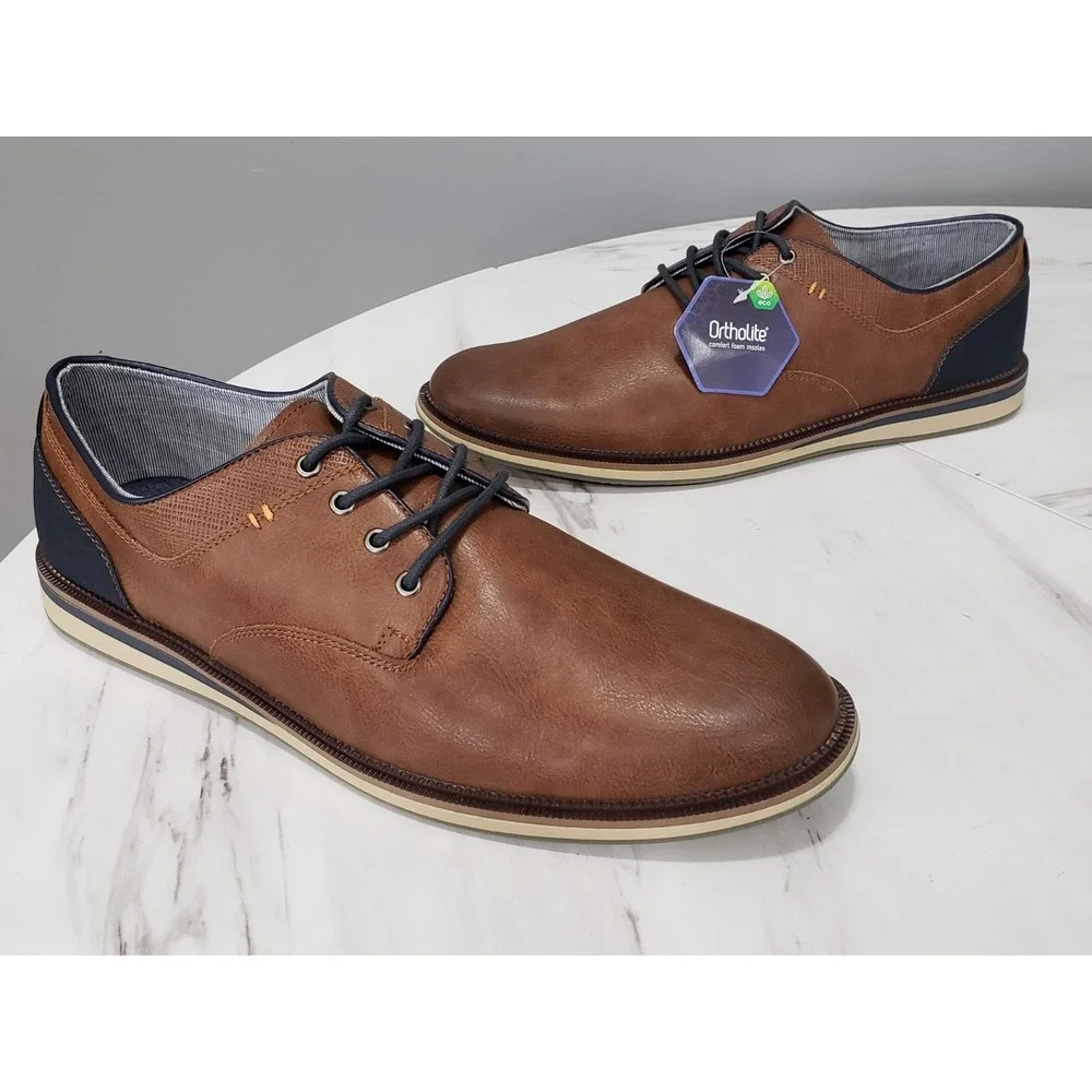 NEW NO BOX Sonoma Freer BROWN Cognac Men's Size 13 Shoes Sneaker Dress SHoe WOrk